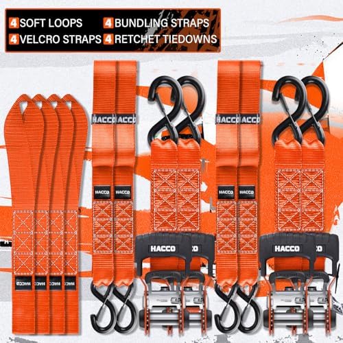 HACCOPLANET 1.6in Heavy Duty Ratchet Tie Down Straps 4PK - Image 4