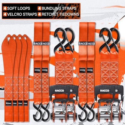 HACCOPLANET 1.6in Heavy Duty Ratchet Tie Down Straps 4PK - Image 4