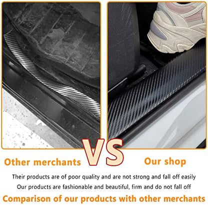 4Pcs Car Door Sill Protector, Sport Carbon Fiber Threshold Anti-Scratch Sticker - Image 4