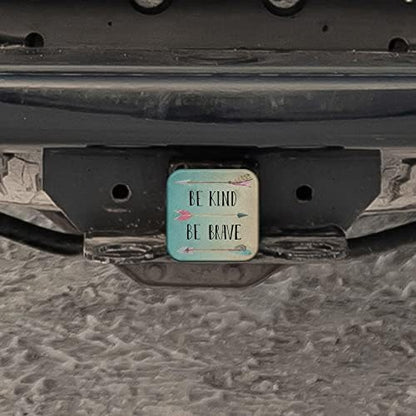 Swono Be Kind Be Brave Trailer Hitch Cover Plug Inspirational Quote Feather - Image 5