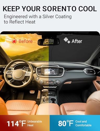 Proadsy Custom Fit 2015-2020 Kia Sorento Windshield Sun Shade, Blocks Heat - Image 2