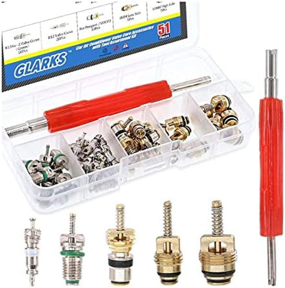Glarks 51Pcs Car Air Conditioner Valve Core Schrader Valve Cores Accessories by Glarks