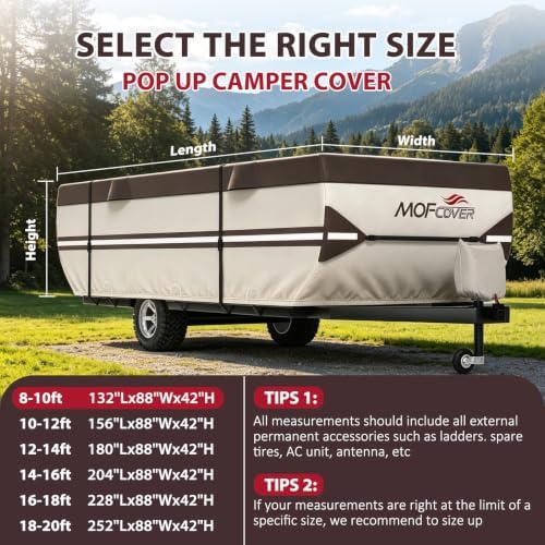 Pop Up Camper Cover, 9 Layers Waterproof 8-10ft RV Cover - Image 6
