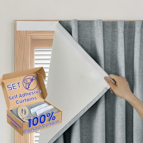 100% Blackout French Door Curtains, Room Darkening Shades Small Window Curtain by Sovtfides