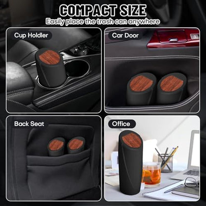 Car Trash Bin with Lid-2 Pack Car Garbage Can Cup Holder-Mini Leakproof Vehicle - Image 3