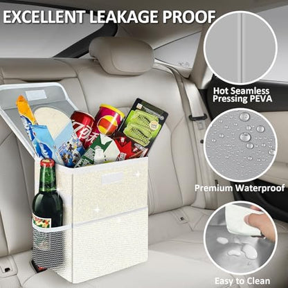 Cute Mini Car Trash Bag with Lid, Glitter Garbage Can Bin Hanging - Image 6