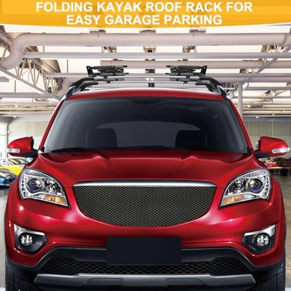 Folding Kayak Roof Rack 2 Pairs, Paddle Boards, Foldable Kayak Roof Carrier - Image 2
