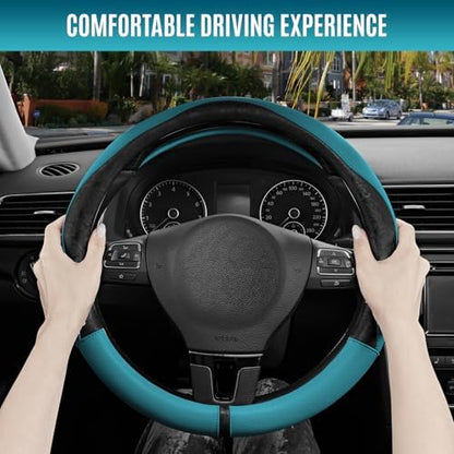 PIC AUTO Steering Wheel Cover, Universal Fit 14.5"–15.5", Soft PU Grain Leather - Image 5