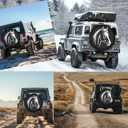 Black Horse Spare Tire Cover for Rv SUV, Funny Waterproof Wheel Protectors - Image 3