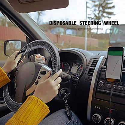 ICWEIMEI 500PCS Universal Disposable Steering Wheel Cover Plastic Transparent - Image 5