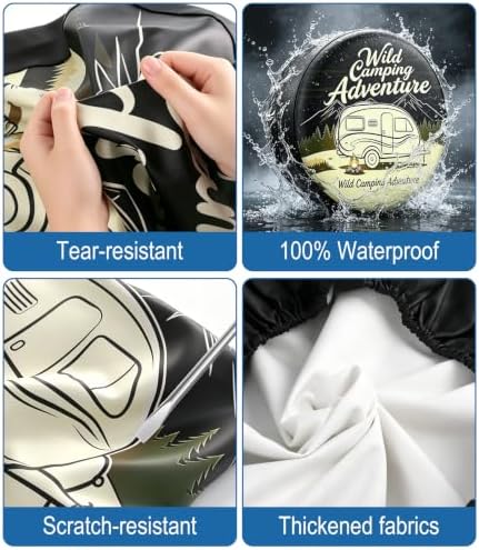 RV Spare Tire Cover Wild Camper Adventure 15in Waterproof Universal Fit - Image 3