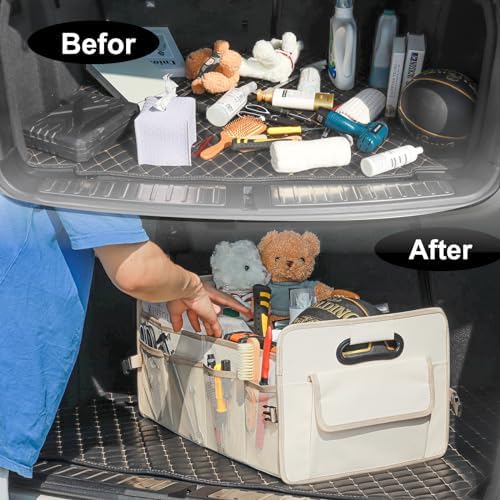 Car Trunk Organizer, Collapsible Car Organizers and Storage Large Beige - Image 7