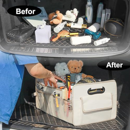 Car Trunk Organizer, Collapsible Car Organizers and Storage Large Beige - Image 7
