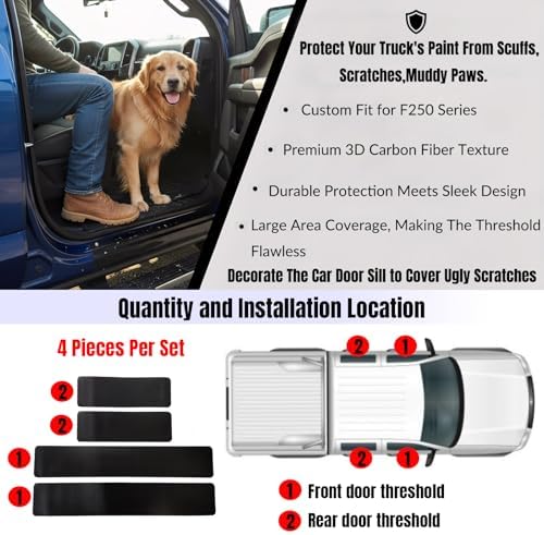 Car Door Sill Protectors for Ford F-250 F250 Super Duty 2000-2026 Accessories - Image 3