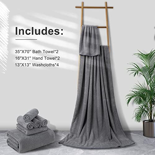 8-Piece Gray Bath Towel Set, 2 Extra Large Bath Towel Sheets, 2 Hand Towels and - Image 6