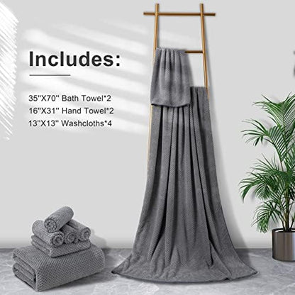 8-Piece Gray Bath Towel Set, 2 Extra Large Bath Towel Sheets, 2 Hand Towels and - Image 6