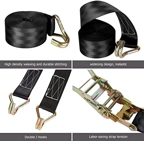 4 Pack 2 Inch Ratchet Straps Heavy Duty 20ft Tie Down Straps Ratchet - Image 3