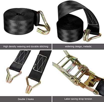 4 Pack 2 Inch Ratchet Straps Heavy Duty 20ft Tie Down Straps Ratchet - Image 3