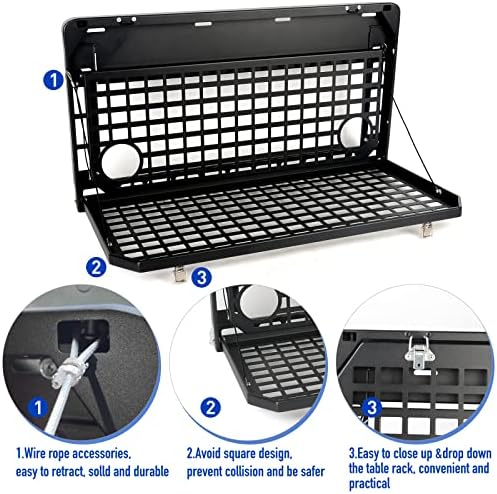 Tailgate Table Rear Foldable Cargo Shelf Aluminum Alloy Storage Shelf MOLLE - Image 5