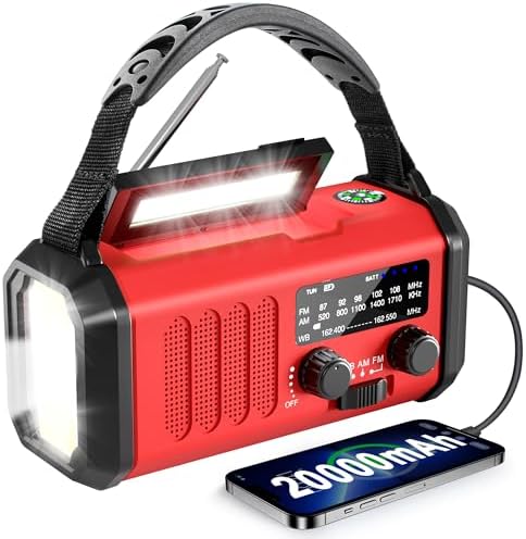 Emergency Radio NOAA Weather Radio Hand Crank & Solar Charging 20000mAh by Leaton