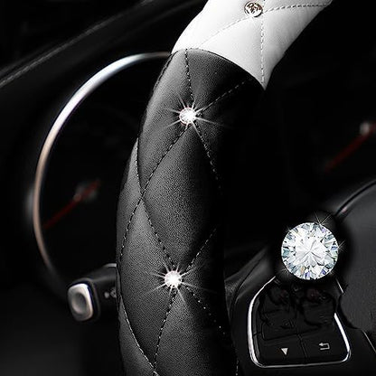 YOGURTCK Cute Diamond Soft Leather Anti-Slip Steering Wheel Cover - Image 4