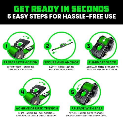 Rhino USA Retractable Ratchet Straps - 2in x 10ft - Image 6
