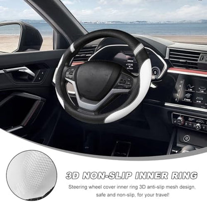 Car Steering Wheel Cover, 15 Inch Premium Leather Breathable Non-Slip Wheels - Image 4