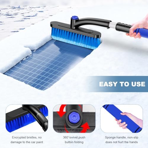 Wevdn Car Snow Brush with Ice Scraper, Detachable Stretchable Snow Scraper with - Image 4