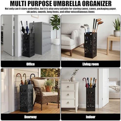 Square Metal Umbrella Holder, Square Free Standing Umbrella Rack Decorative - Image 4