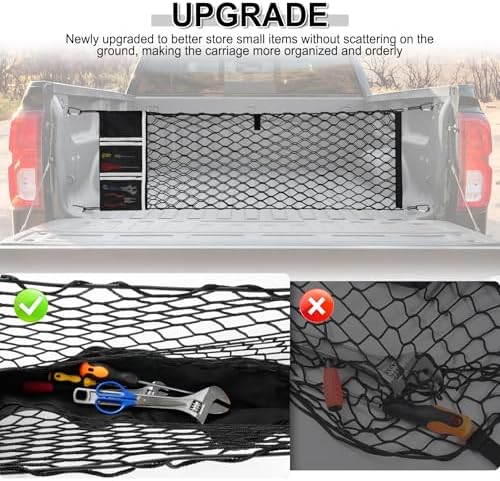 Amiss Truck Bed Cargo Net with Side Organizer, Compatible with 2024 2025 2026 - Image 2
