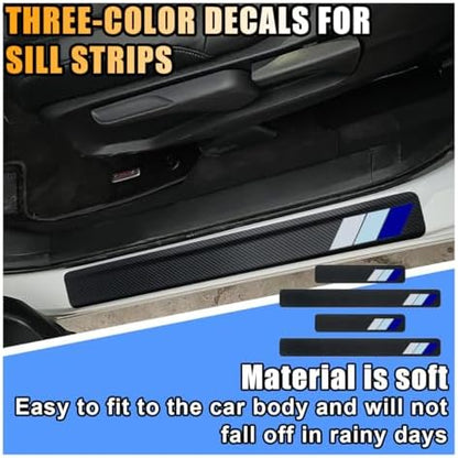 4PCS Tri-Color Door Sill Protectors, Carbon Fiber Door Threshold Protection - Image 6