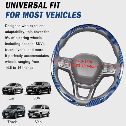 3pcs Universal Carbon Fiber Steering Wheel Cover, Anti-Slip & Segmented Design - Image 2