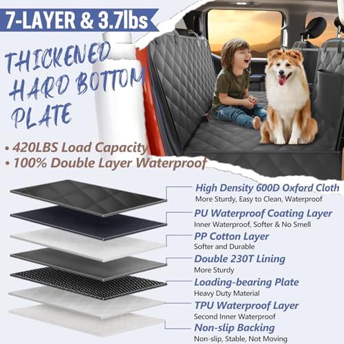 Dog Truck Seat Cover for Back Seat, Hard Bottom Pet Hammock - Image 3