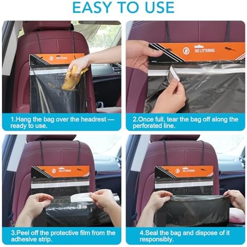 50 Pcs Disposable Car Trash Bags – Leakproof & Odor Seal - Image 4