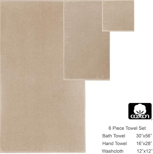 COTTON CRAFT Euro Spa Waffle Weave 6 Piece Towel Set - Image 7