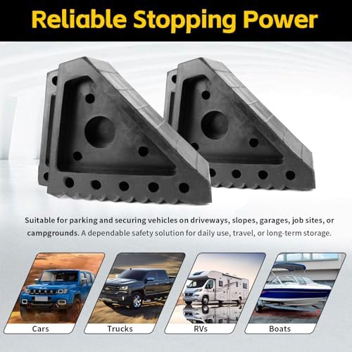MaxxHaul Solid Rubber Wheel Chock 2-Pack | 8" x 4" x 6" Heavy-Duty Tire Stop | - Image 5