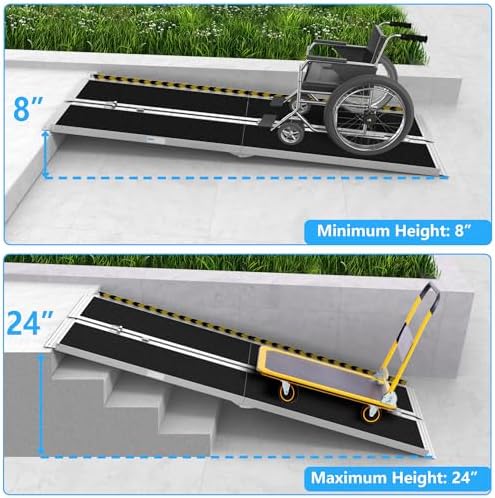 8FT Portable Wheelchair Ramp, Non-Slip Aluminum Folding Handicap Ramp, 600 LBS - Image 5