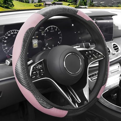 Car Steering Wheel Cover, 15 inch Carbon Fiber Microfiber Leather Elastic - Image 4