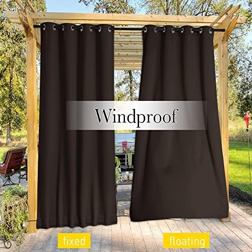 NICETOWN 2 Panels Outdoor Curtains Waterproof Extra Long W52xL108 Brown - Image 5