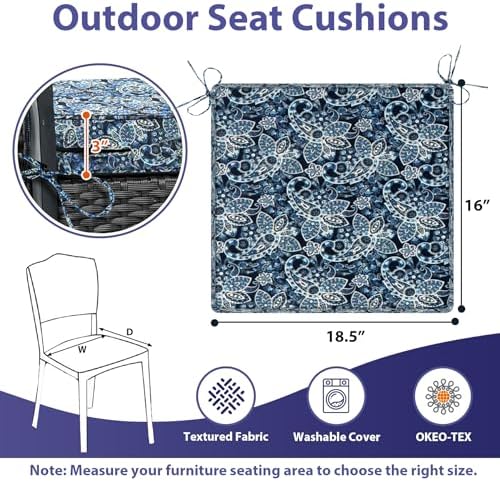 IPYNBAP Outdoor Chair Cushions Set of 4 -Waterproof Outdoor Seat Cushions - Image 6