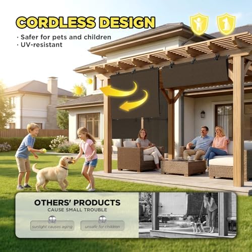 Outdoor Roller Shade 4'W x 11.5'H Cordless Shades Roll Up, Folding Exterior - Image 3