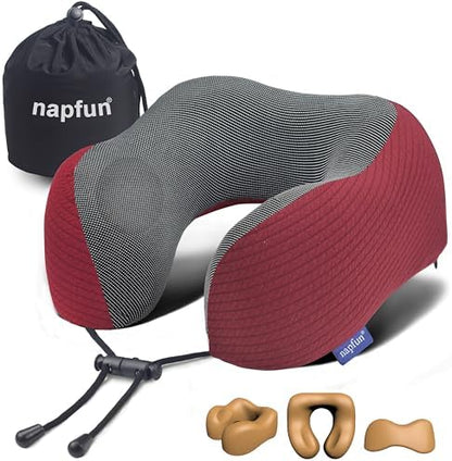 napfun Neck Pillow for Travel, Memory Foam Airplane Pillow by NAPFUN