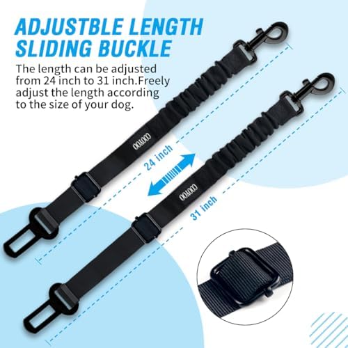 COOYOO Dog Seat Belt, 3 Piece Set Retractable Dog Car Harness Adjustable Seat - Image 5