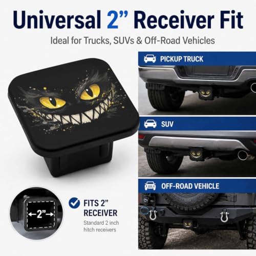2" Hitch Cover Black Cat Glow Eyes Rubber Towing Hitch Covers Hitch Protector - Image 4