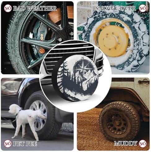Mountains with A Compass Spare Tire Cover Mountains Adventure Weatherproof - Image 7