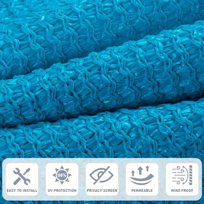 Sun Shade Cloth with Grommets, Turquoise Blue - Image 4
