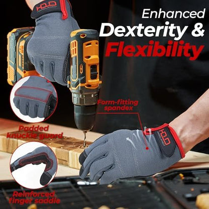 HANDLANDY Work Gloves for Men & Women, Utility Mechanic Working Gloves Touch - Image 3
