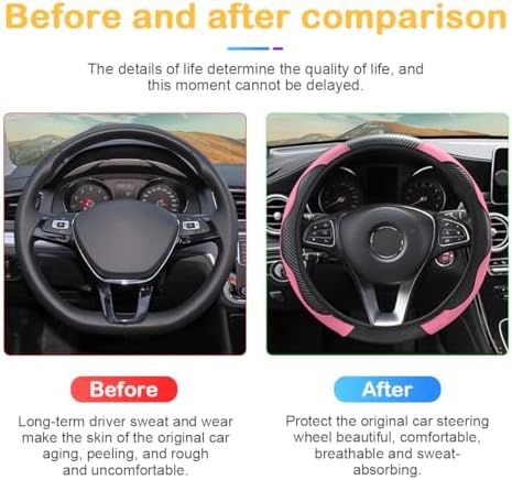 Osilly 15 Inch Carbon Fiber PU Leather Steering Wheel Cover - Image 5