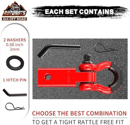 AUTOBOTS Tow Hitch Receiver 2" Shackle Hitch Receiver Red- Red - Image 2