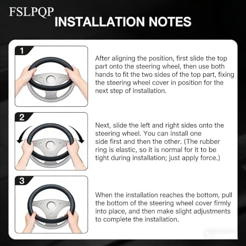 Microfiber Leather Steering Wheel Cover, D-Shape Carbon Fiber Two-Tone Wire Trim - Image 6